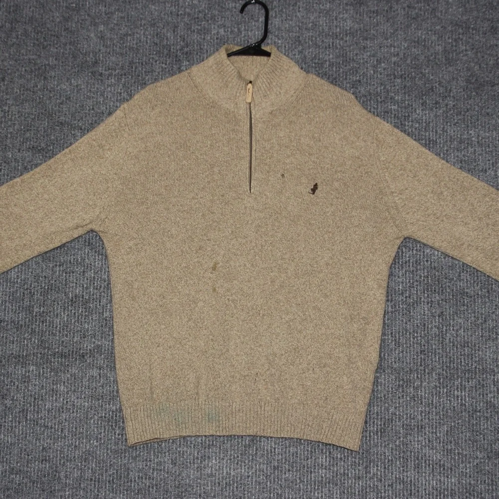 Marlboro Classics Mens Quarter Zip Sweater Tan X Large West‎ American Sportswear